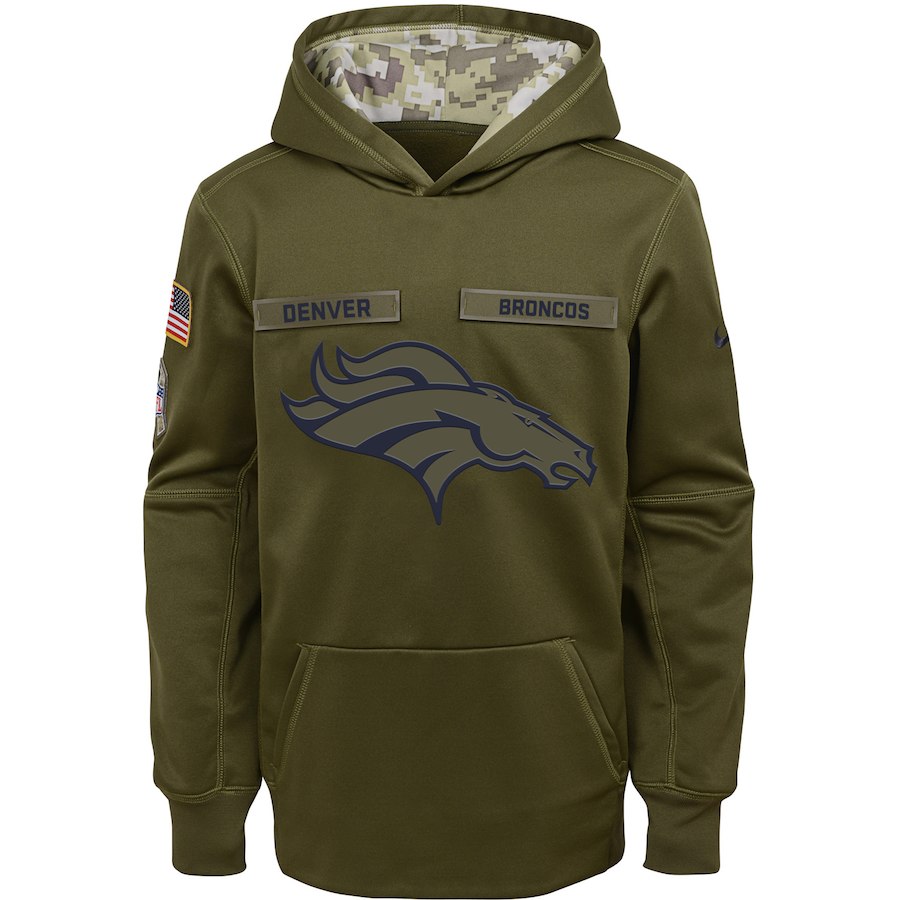 Denver Broncos Nike Youth Salute to Service Pullover Performance Hoodie Green->youth nfl jersey->Youth Jersey